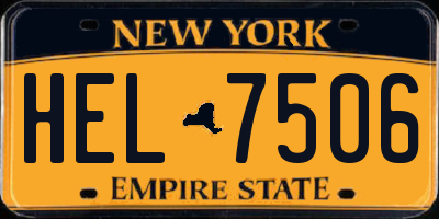NY license plate HEL7506