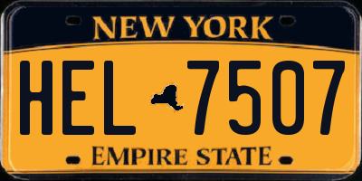 NY license plate HEL7507