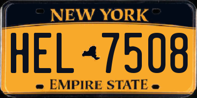 NY license plate HEL7508