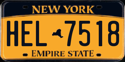 NY license plate HEL7518