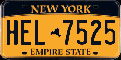 NY license plate HEL7525
