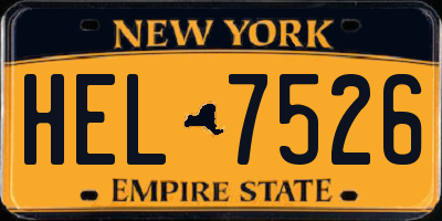 NY license plate HEL7526