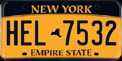 NY license plate HEL7532