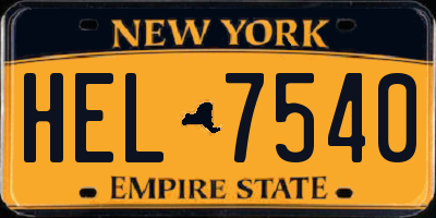 NY license plate HEL7540