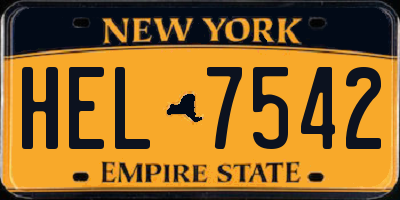 NY license plate HEL7542