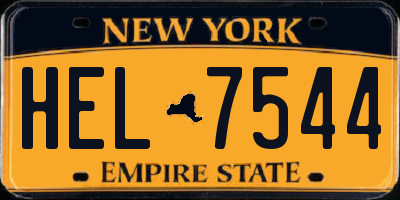 NY license plate HEL7544