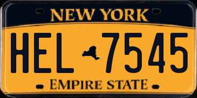 NY license plate HEL7545