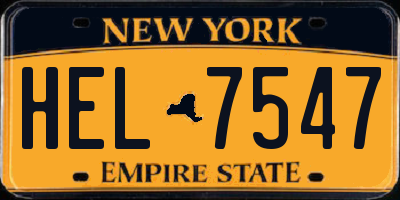 NY license plate HEL7547