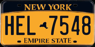 NY license plate HEL7548