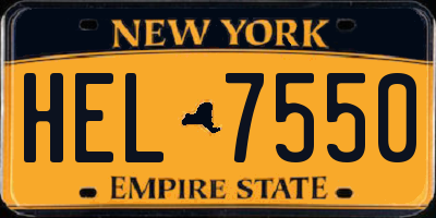 NY license plate HEL7550
