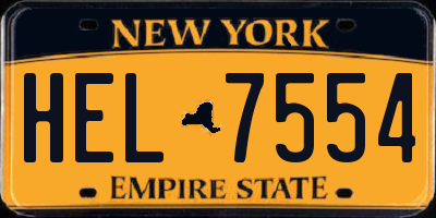 NY license plate HEL7554