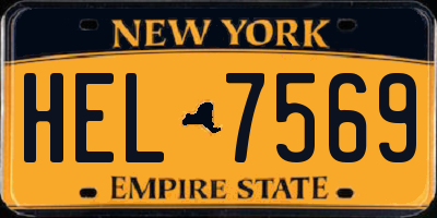 NY license plate HEL7569