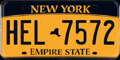 NY license plate HEL7572