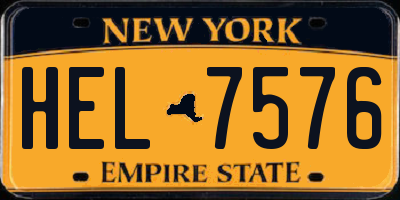 NY license plate HEL7576