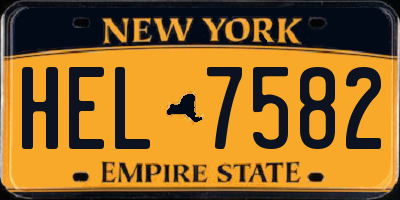 NY license plate HEL7582