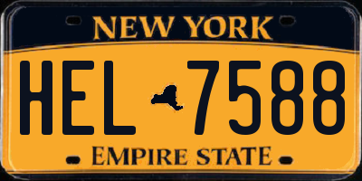 NY license plate HEL7588