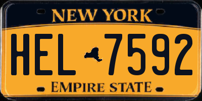 NY license plate HEL7592