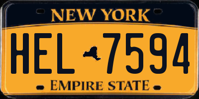 NY license plate HEL7594