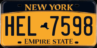 NY license plate HEL7598