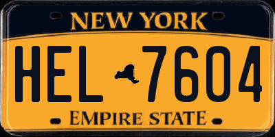 NY license plate HEL7604