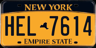 NY license plate HEL7614