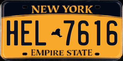 NY license plate HEL7616