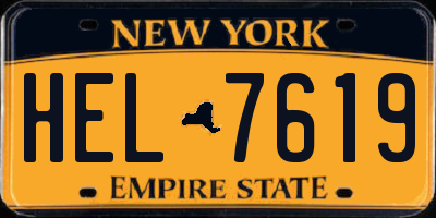 NY license plate HEL7619