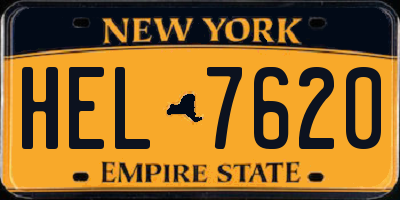 NY license plate HEL7620