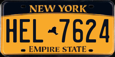 NY license plate HEL7624