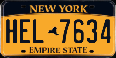 NY license plate HEL7634