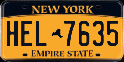 NY license plate HEL7635