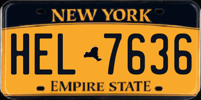 NY license plate HEL7636