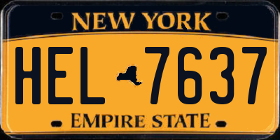 NY license plate HEL7637