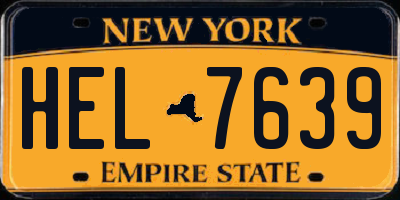 NY license plate HEL7639