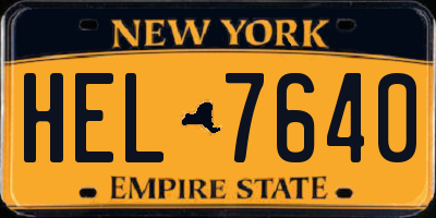NY license plate HEL7640