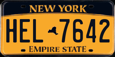 NY license plate HEL7642