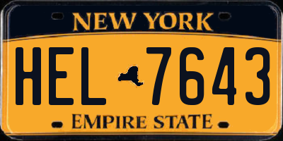 NY license plate HEL7643
