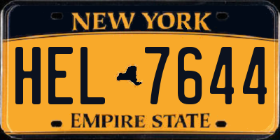 NY license plate HEL7644