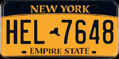 NY license plate HEL7648
