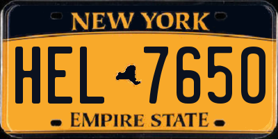 NY license plate HEL7650