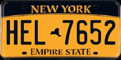 NY license plate HEL7652