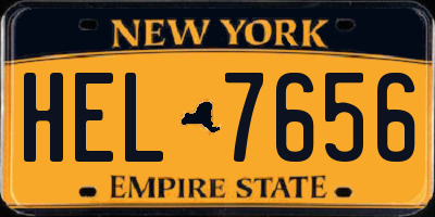 NY license plate HEL7656