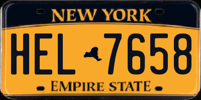NY license plate HEL7658