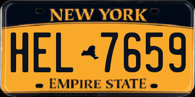 NY license plate HEL7659