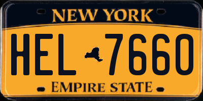 NY license plate HEL7660