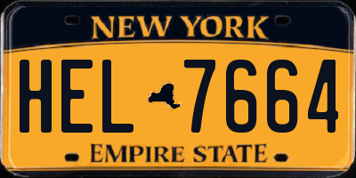 NY license plate HEL7664