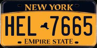 NY license plate HEL7665