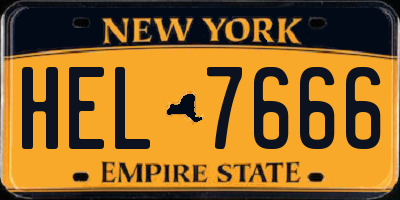 NY license plate HEL7666