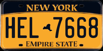 NY license plate HEL7668