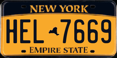 NY license plate HEL7669